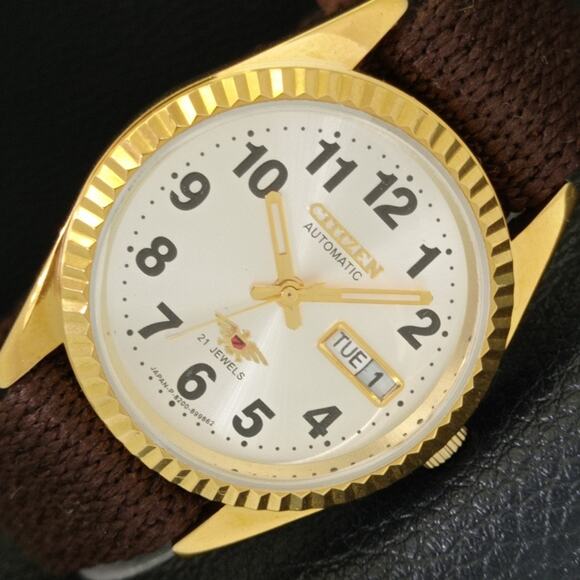 Vintage 1972 Citizen Automatic Mens Gold Watch W/daydate & Silver accents - Picture 1 of 10